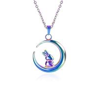 Sopodbacker Collar Colgante Cadena Hombre Mujer Joyas Necklace Pájaro Flor Joyería Accesorios Collar Hombres Y Mujeres Punk Fiesta De Boda Regalo Geométrico 七彩-40+5Cm项链