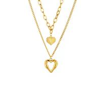 Sopodbacker Collar Colgante Cadena Hombre Mujer Joyas Necklace Pequeños Pliegues Desiguales 2 Collar De Amor Accesorios De Fiesta Sense