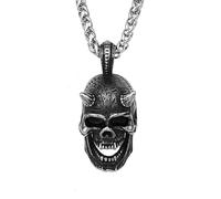 Sopodbacker Collar Colgante Cadena Hombre Mujer Joyas Necklace Retro Little Devil Skull Pendant Street Hip Hop Colgante Collar Hombres Y Mujeres Geometría