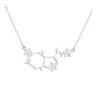 Sopodbacker Collar Colgante Cadena Hombre Mujer Joyas Necklace Serotonina Molécula Química Collar Colgante Poligonal Joyería De Mujer 钢色