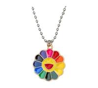 Sopodbacker Necklace Collar Colgante Cadena Hombre Mujer Joyas Necklacecollar De Girasol Colorido Collar Arcoíris Hip-Hop Pareja Colgante Girasol
