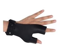 SOPOGER Guante de tiro con arco de tiro con arco de caza para dedos, guantes de protección de dedo de cuero juvenil para mano izquierda tradicional recurvo Compund Bow Práctica al aire libre (negro)