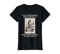 Soportar y Dejar de quejarse Marco Aurelio Camiseta gráfica económica, Mujer, Negro, S