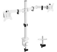 Soporte 2 Monitores para 13-32” Pulgadas, Soporte Dos Monitores, Brazo Monitor Ajustable en Altura con Inclinación, Giro y Rotación, VESA 75x75/100x100, Acero, Blanco