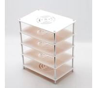 Soporte acrílico de 5 niveles, estante de componentes de torre de audio negro, gabinete estéreo de escritorio pequeño para equipos, soportes de metal, organización moderna del hogar (blanco)