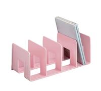 Soporte acrílico para libros, revistero, 4 compartimentos, ahorro de espacio, organizador de escritorio, tapón, sujetalibros acrílicos para estantes