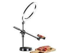 Soporte aéreo para teléfono - Anillo de luz para Selfies con Soporte | Luz de vídeo LED con Soporte de cámara de Brazo articulado para enseñanza en línea, fotografía de Naturaleza Muerta