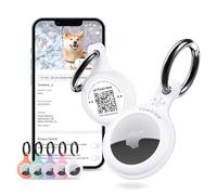 Soporte AirTag y Collar para Mascotas. GPS y App con QR ID Inteligente para Localización Instantánea, Perfil de Mascota en Línea e Información de Contacto. Rastreador para Perros o Gatos (Blanco)