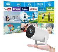[Soporte ajustable de 180°] Mini proyector inteligente con Android TV, proyector portátil HY300 Pro mejorado con WiFi y Bluetooth, soporte 4K, Keystone automático, proyector de techo portátil para iOS