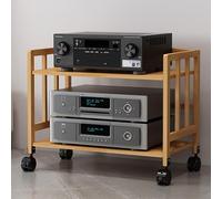 Soporte ajustable de 5 niveles AV con ruedas, estante de audio de esquina multiusos para TV y reproductor de CD, estante estéreo para el hogar, color marrón, 50 x 123 cm, perfecto para organizar