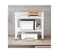 Soporte ajustable de doble capa para impresora multifuncional, estante de almacenamiento y nización para oficina, mesa de impresora compacta, ideal para eficiencia en el hogar y el espacio de trabajo