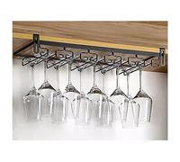 Soporte Ajustable For Copas De Vino Boca Abajo De Metal For El Hogar Estante For Colgar Copas De Vino Estante For Colgar Sin Perforaciones Debajo del Gabinete Montaje For Bar Cocina (Color : Black,