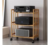 Soporte ajustable para AV, estante de audio multifuncional con estantes de madera, soporte para TV en el suelo, soluciones de almacenamiento estéreo para espacios de esquina del hogar