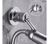 Soporte ajustable para cabezal de ducha de 360°, soporte de pared de cobre con tornillos para cabezales de ducha estándar de baño, plateado (gris)