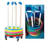 Soporte ajustable para hula hoop para niños, carrito de almacenamiento portátil con ruedas, organizador que ahorra espacio para salas de juegos y gimnasios