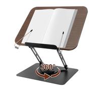 Soporte ajustable para libros de lectura con base giratoria de 360°, soporte plegable para libros de cocina para el hogar, oficina, cocina, viajes, soporte de exhibición para libros de texto, recetas