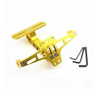 Soporte Ajustable para matrícula de Motocicleta, Soporte para luz de Giro Trasera, Kits de eliminación de Guardabarros de Aluminio CNC Portamatriculas Moto,Luz de Matrícula(Golden)