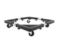 Soporte ajustable para refrirador con ruedas de bloqueo, carrito de acero inoxidable pesado para lavadora, secadora y uso en cocina, soporte de ruedas suaves