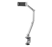 Soporte ajustable para tableta para cama, soporte de teléfono y tableta, giratorio de 360 grados, plegable, soporte de brazo de aluminio, soporte de metal con abrazadera
