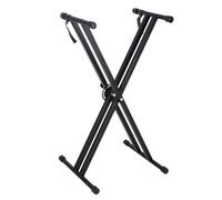 Soporte ajustable para teclados de 61 a 88 teclas y pianos digitales con doble marco en X.