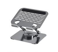 Soporte ajustable para teléfono y tableta, aleación de aluminio, gris, soporte de escritorio giratorio de 360 grados con doble brazo de apoyo, base antideslizante, capacidad de carga de 2 kg (tipo oz)