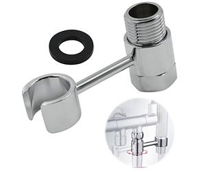 Soporte Alcachofa Ducha Cabezal Mano - ConexióN Tuerca Doble Cabeza 20mm Sin Herramienta PerforacióN 360° Universal áNgulo Impermeable Ajustable Complementos Accesorios Lanza Inodoro LatóN Cromado