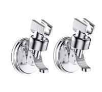 Soporte Alcachofa Ducha Soporte for cabezal de ducha, sin taladro, impermeable, reutilizable, muy resistente, soporte universal for paredes de madera(Silver 2pcs)