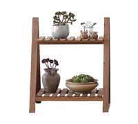 Soporte alto para plantas de interior de tres niveles, 125 cm de alto, hecho de madera y metal para múltiples plantas, altura ajustable, resistente y con ruedas, para el hogar, jardín y balcón