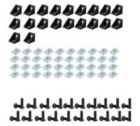 Soporte angular perfilado, Juego de conectores perfil aluminio 2020 for esquinas, 20 soportes esquina + 40 tapas hexagonales M5 x 8 mm(Noir)