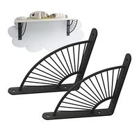 Soporte angular, Soportes for Estantes De Metal En Forma Abanico, 2 Unidades, Estantería Flotante, Soporte Retro Montado La Pared(Black,25cm(9.8in))