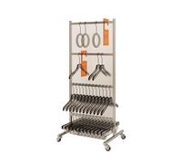 Soporte Apilador De Perchas, Organizador Apilador con Rueda Giratoria, Estante De Almacenamiento De Piso For Ropa Sucia, Capacidad For hasta 120(Silver)