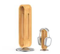 Soporte Auriculares Bambú, Soporte para Cascos Gaming de Escritorio, Forma en U, Bambú Natural con Vetas Únicas, Base Antideslizante, para AirPods MAX, Beats, Bose, Sony, Sennheiser