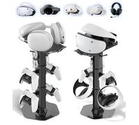 Soporte Auriculares y Mando con Soporte Gafas VR, Universal Soporte Mando y Cascos para Juegos para PS5/PSVR2/Meta Quest Pro/3/2, Base para VR2 con Almacenamiento de Cables