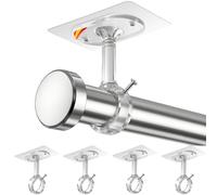 Soporte Barra Cortina Techo Pared - Pack 4 Soportes Adhesivos con Tornillos Ajustable - Discreto Invisible - Ø25-32mm - Carga 13 kg - Baño Cocina Salón Armario Dormitorio Hogar ✮GARANTÍA DE POR VIDA✮