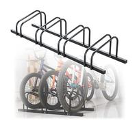 Soporte Bicicleta Portabicicletas vertical de suelo, soporte de estacionamiento de acero con capacidad para 2-6, adecuado para parques urbanos y campus(Black 4 racks)