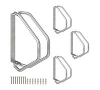 Relaxdays Soporte Bicicletas, Set de 4, Montaje Pared, Acero, Portabicicletas Giratorio en 180°, para 1 Bici, Plateado