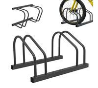 Soporte bicis Relaxdays, Montaje Suelo/Pared, Ruedas hasta 65 mm, Garaje/Patio, Aparcamiento en Fila, Acero Plateado