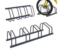 Soporte bicis Relaxdays, montaje suelo/pared, ruedas hasta 65 mm, garaje/patio, aparcamiento en fila, acero plateado