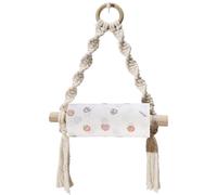 Soporte bohemio para toallas de papel, colgador de pañuelos de cuerda de madera, estante rústico para rollo de rollo, dispensador de granja con diseño de fácil montaje, para cocina, baño, sala de