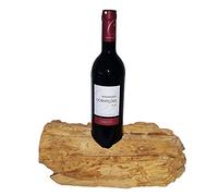 Soporte Botellas Vino Macizo Candelero Madera Claro de Teca para Vela o Raíz Raiz hasta 7 CM