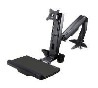StarTech.com - Brazo de Soporte de Pie y Sentado Ajustable VESA para Monitores de hasta 24 Pulgadas con Soporte para Teclado y R