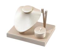 Soporte Busto Para Collares Conjunto de exhibición joyas cuero sintético moda, expositor for colgantes, collares, pendientes y anillos, soporte almacenamiento, accesorios escaparate(Gold)