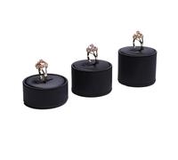 Soporte Busto Para Collares Soporte for anillos y pendientes de cuero sintético negro for joyería, colgante, collar, cadena, gargantilla, organizador busto brazalete(Round 3 rings in 1 set)