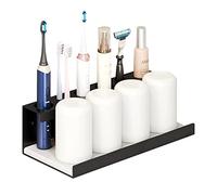 Soporte Cepillo de Dientes, Colgador Cepillo Dientes Eléctrico, Portacepillos Pared, Soporte Cepillo Dientes Pared, Porta Cepillo de Dientes no se Requiere Taladrar (Negro-30cm)