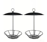 Soporte cilíndrico de sebo con construcción de metal resistente para uso al aire libre para uso en el patio trasero que soporta visitas regulares de poblaciones de aves silvestres (2 piezas)
