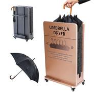 Soporte comercial para secadora de paraguas húmedo con recogedor de goteo y ruedas para eliminar el agua de lluvia en centros comerciales