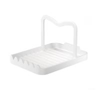 Soporte compacto de metal para cucharas con soporte de tapa, soporte de aluminio resistente al calor para estufa, soporte de tableta y organización de herramientas de cocina (blanco)