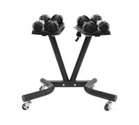 Soporte compacto para mancuernas, soporte de pesas de metal ajustable, estante multifuncional con ruedas universales, soporte para pesas de hasta 50 kg, 67 x 46 x 54 cm