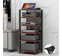 Soporte con Ruedas para Audio/Video o-Video, Soporte para Altavoces de Alta fidelidad, Soporte para Consola de Videojuegos, Estante para DVD de 3/4/5/6 Niveles, estantes Ajustables, Soporte