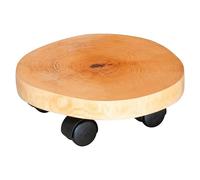 Soporte con ruedas para plantas (Diámetro: 30 cm, Redonda, Madera)